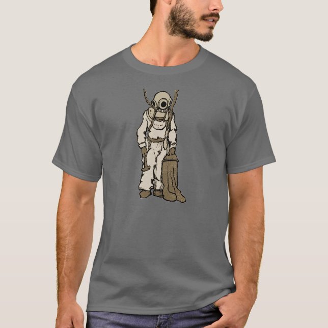 Vintager Taucher mit Tauchsturzhelm-Illustration T-Shirt (Vorderseite)