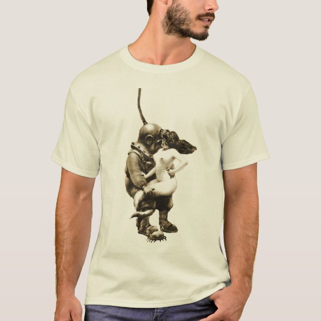 Vintager Taucher mit Tauchsturzhelm und einer T-Shirt (Vorderseite)
