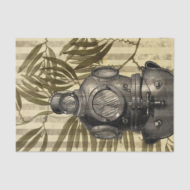 Vintager Tauchhelm Seidenpapier (Vorderseite)