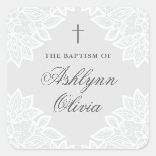 Vintager Taufsticker Quadratischer Aufkleber