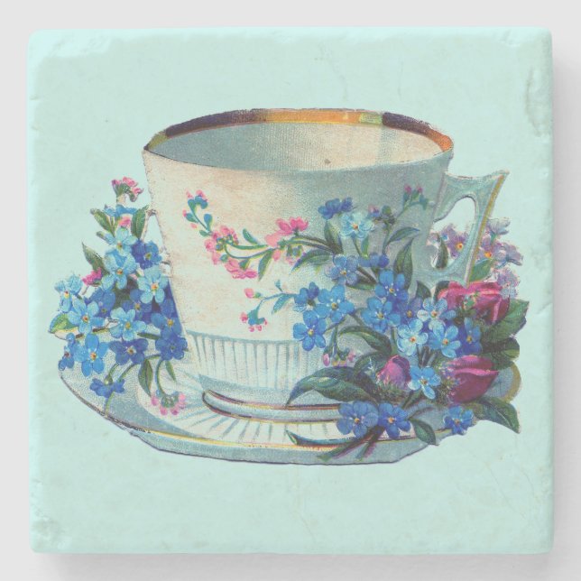 VINTAGER TEACUP STONE-UNTERSETZER STEINUNTERSETZER (Vorderseite)