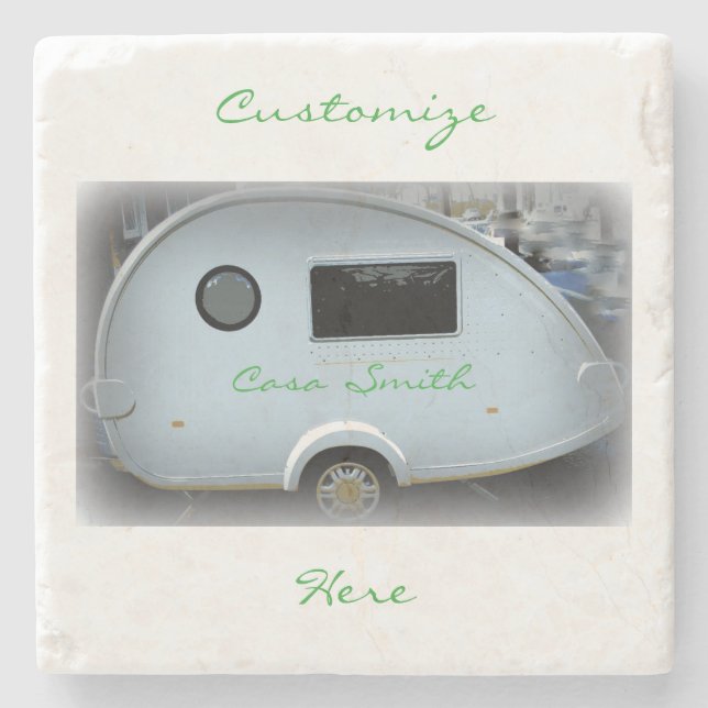 Vintager Teardrop-Wohnwagen Thunder_Cove Steinuntersetzer (Vorderseite)