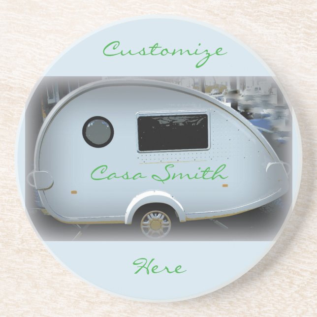 Vintager Teardropanhängerwohnwagen Thunder_Cove Getränkeuntersetzer (Vorne)