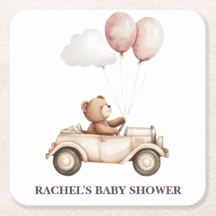 Vintager Teddy Bear Car Baby Dusche Untersetzer