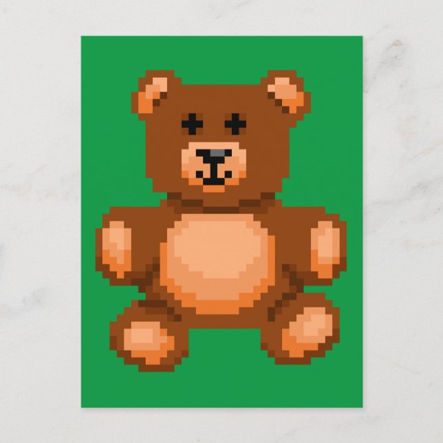 Vintager Teddybär - Pixel Art Postkarte (Vorderseite)