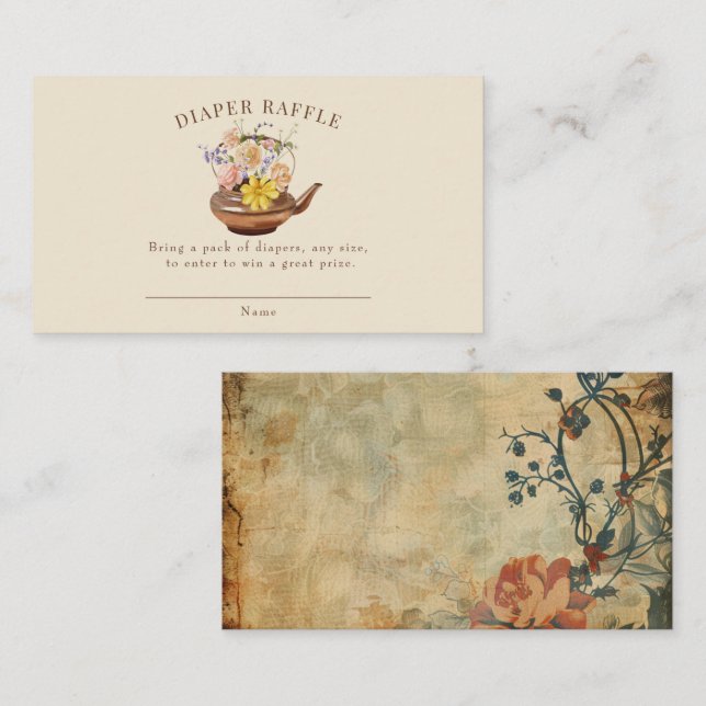 Vintager Tee | Wasserfarbenflorentaucher-Windeln Begleitkarte (Vorne/Hinten)