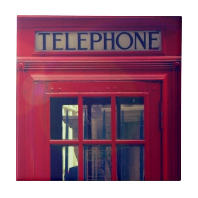 Vintager Telefonkabine in London City Fliese (Vorderseite)