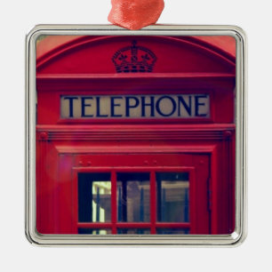 Vintager Telefonkabine in London City Ornament Aus Metall