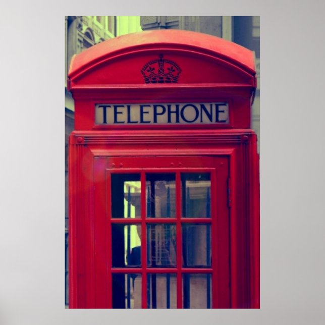 Vintager Telefonkabine in London City Poster (Vorne)