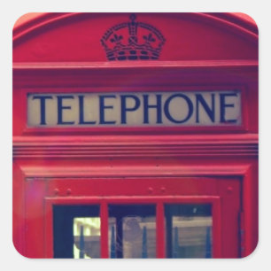 Vintager Telefonkabine in London City Quadratischer Aufkleber