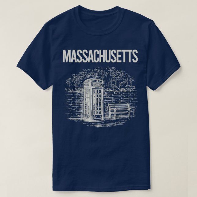 Vintager Telefonkabine Massachusetts T-Shirt (Design vorne)