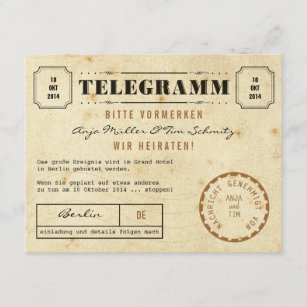 Vintager Telegramm Save The Date