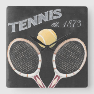 Vintager Tennis-Tafel-Entwurf Quadratische Wanduhr
