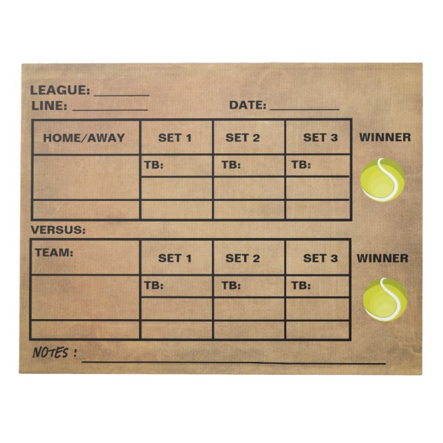 Vintager Tennisplatz - Tennisball-Rollenspiel Notizblock (Vorderseite)