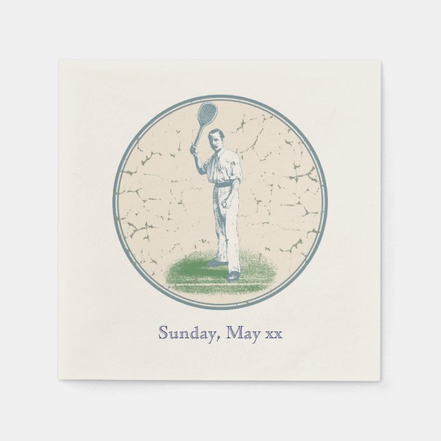 Vintager Tennisspieler Serviette (Vorderseite)