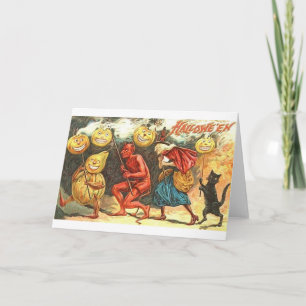 Vintager Teufel und Hexenparade Karte
