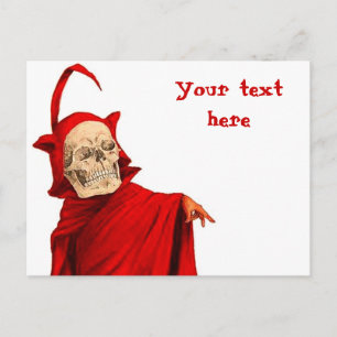 Vintager Teufelskelett Schädel Halloween Fausttod Postkarte