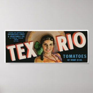 Vintager Tex Rio Tomaten Fruchtkästen Etiketten Poster