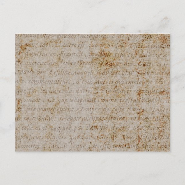 Vintager Text-altes Pergamentpapier Postkarte (Vorderseite)