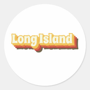 Vintager Text von Long Island Retro Runder Aufkleber