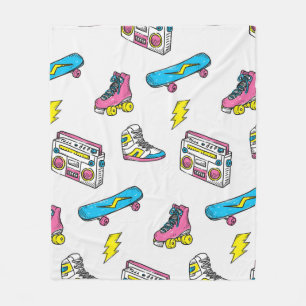 Vintager Themenhintergrund mit Sneakers Radio Skat Fleecedecke