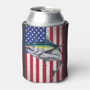 Vintager Thunfisch unter amerikanischer Flagge Dosenkühler