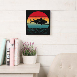 Vintager Thunfischfang Quadratische Wanduhr