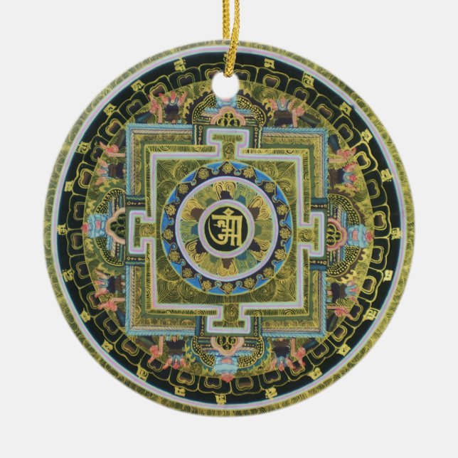 Vintager tibetanischer Tantric BuddhismusMandala Keramikornament (Vorne)