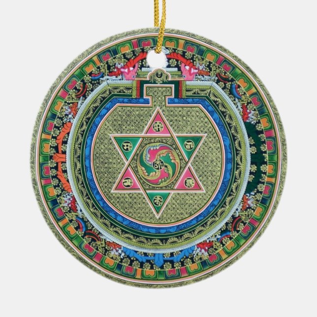 Vintager tibetanischer Tantric BuddhismusMandala Keramikornament (Vorne)