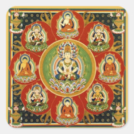 Vintager tibetischer tantrischer Buddhismus Buddha Quadratischer Aufkleber