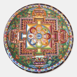 Vintager tibetischer tantrischer Buddhismus Mandal Runder Aufkleber
