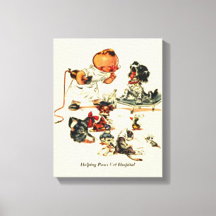 Vintager tierärztlicher Besuch zum Leinwanddruck