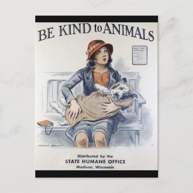 Vintager Tierschutz Postkarte (Vorderseite)