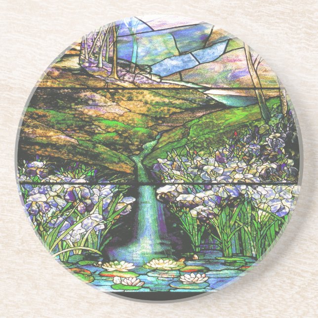 Vintager Tiffany beflecktes Glas-Untersetzer Untersetzer (Vorne)