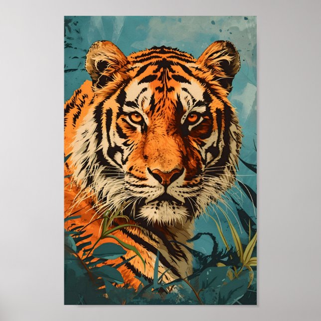Vintager Tiger: Majestic Nostalgie Poster (Vorne)
