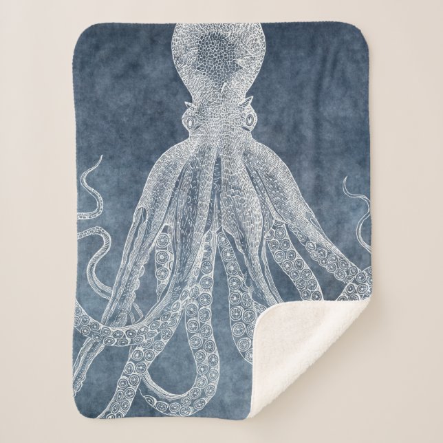Vintager Tintenfisch, Twilight Blue Denim Sherpadecke (Vorderseite)