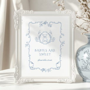 Vintager Toilrahmen Babys sind süßer Teddybär Poster