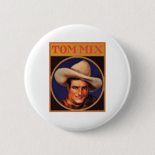 Vintager Tom-Mischungs-Cowboy-Zigarren-Aufkleber Button