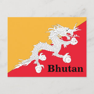 Vintager Tourismus in Bhutan Postkarte