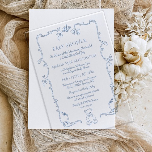 Vintager Tragetuch mit Babydusche Acryleinladungen (Von Creator hochgeladen)