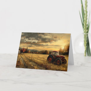 Vintager Traktor auf dem Erntedank im landwirtscha Feiertagskarte