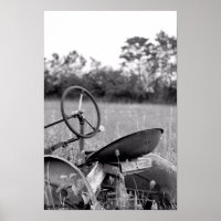 Vintager Traktor in Schwarzweiß