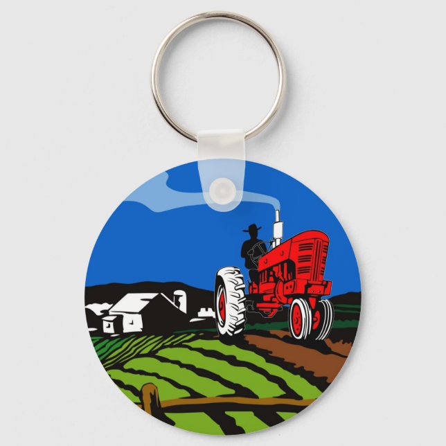 Vintager Traktor-Retrostil Schlüsselanhänger (Vorderseite)