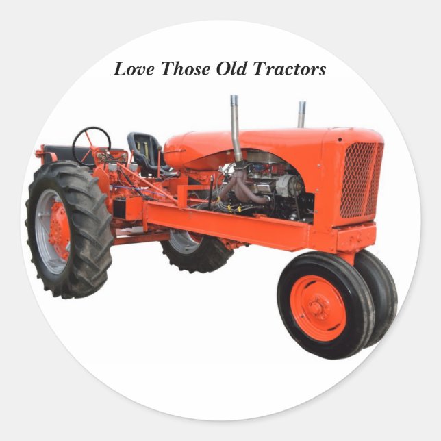 Vintager Traktor Runder Aufkleber (Vorderseite)