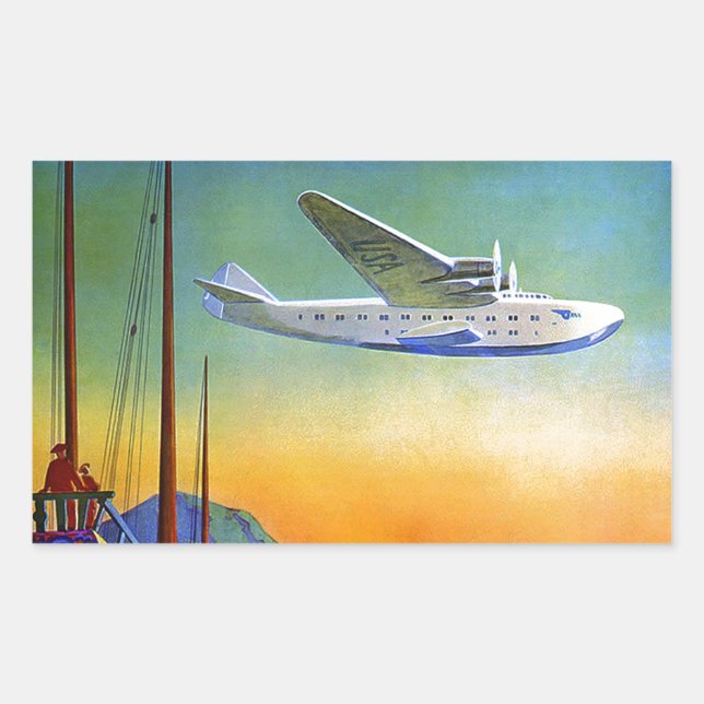 Vintager, transpazifischer Luftreisekorb Rechteckiger Aufkleber (Vorderseite)