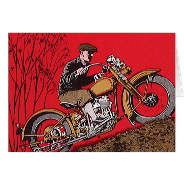 Vintager Transport, antiker Motorradfahrer (Vorderseite (Horizontal))