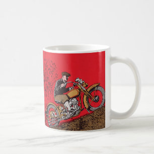 Vintager Transport, antiker Motorradfahrer Tasse