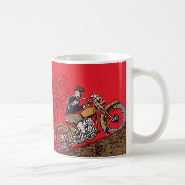 Vintager Transport, antiker Motorradfahrer Tasse (Rechts)