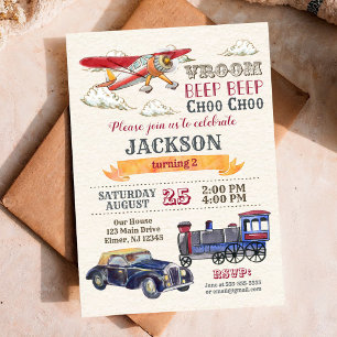 Vintager Transport Einladung zum Geburtstag / Jung