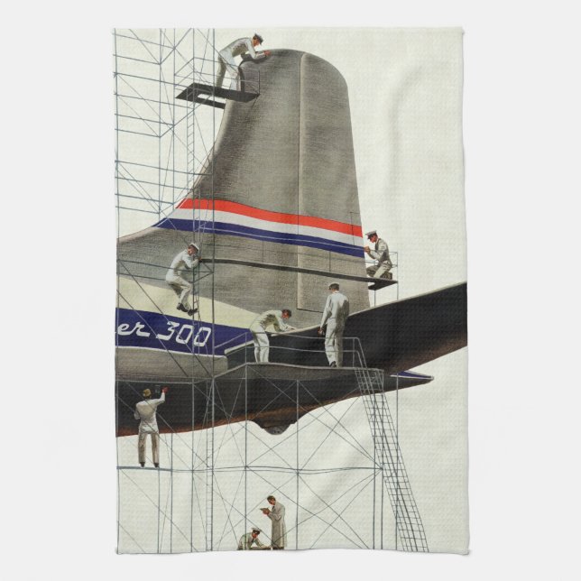 Vintager Transport, Flugzeugwartung Geschirrtuch (Vertikal)